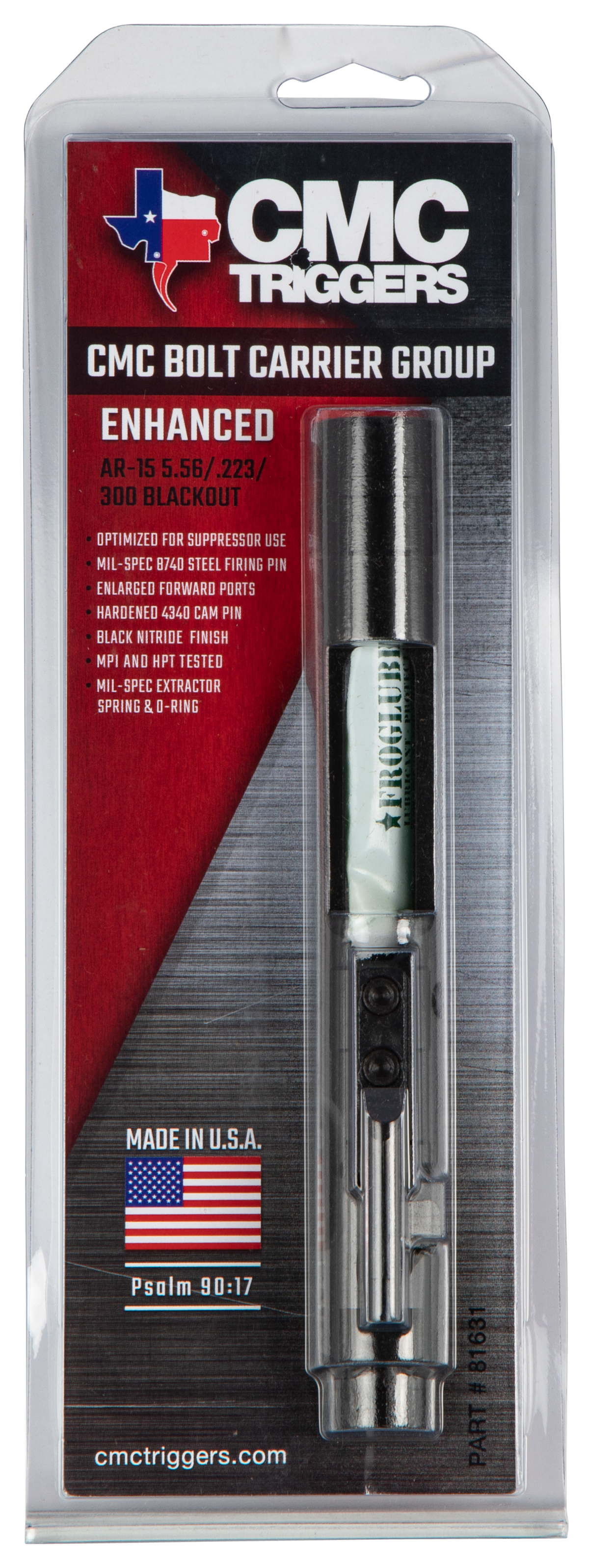 CMC Triggers Enhanced AR-15 .223/5.56/.300 BLK Bolt Carrier Group - Black Nitride — view 2