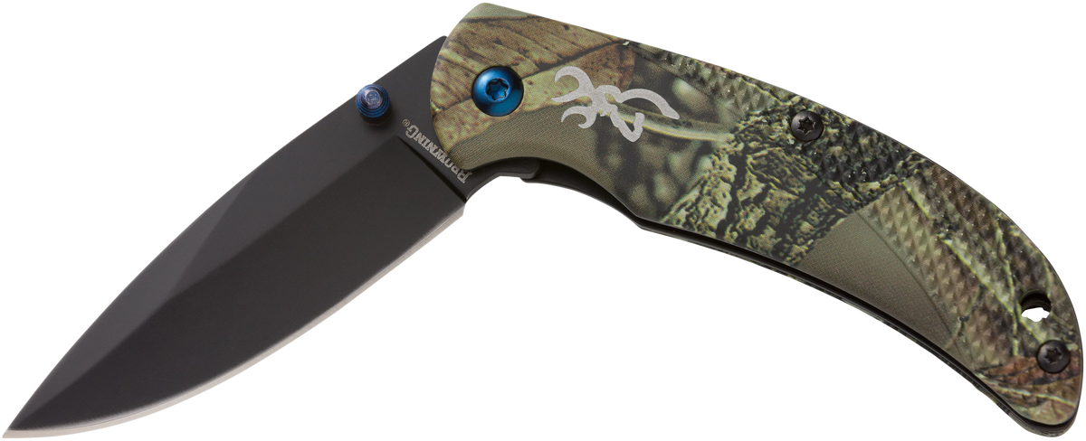 Browning Prism 3 EDC 2.38" 7Cr17MoV Plain Folding Knife - Camo Aluminum w/Brass Accents — view 2