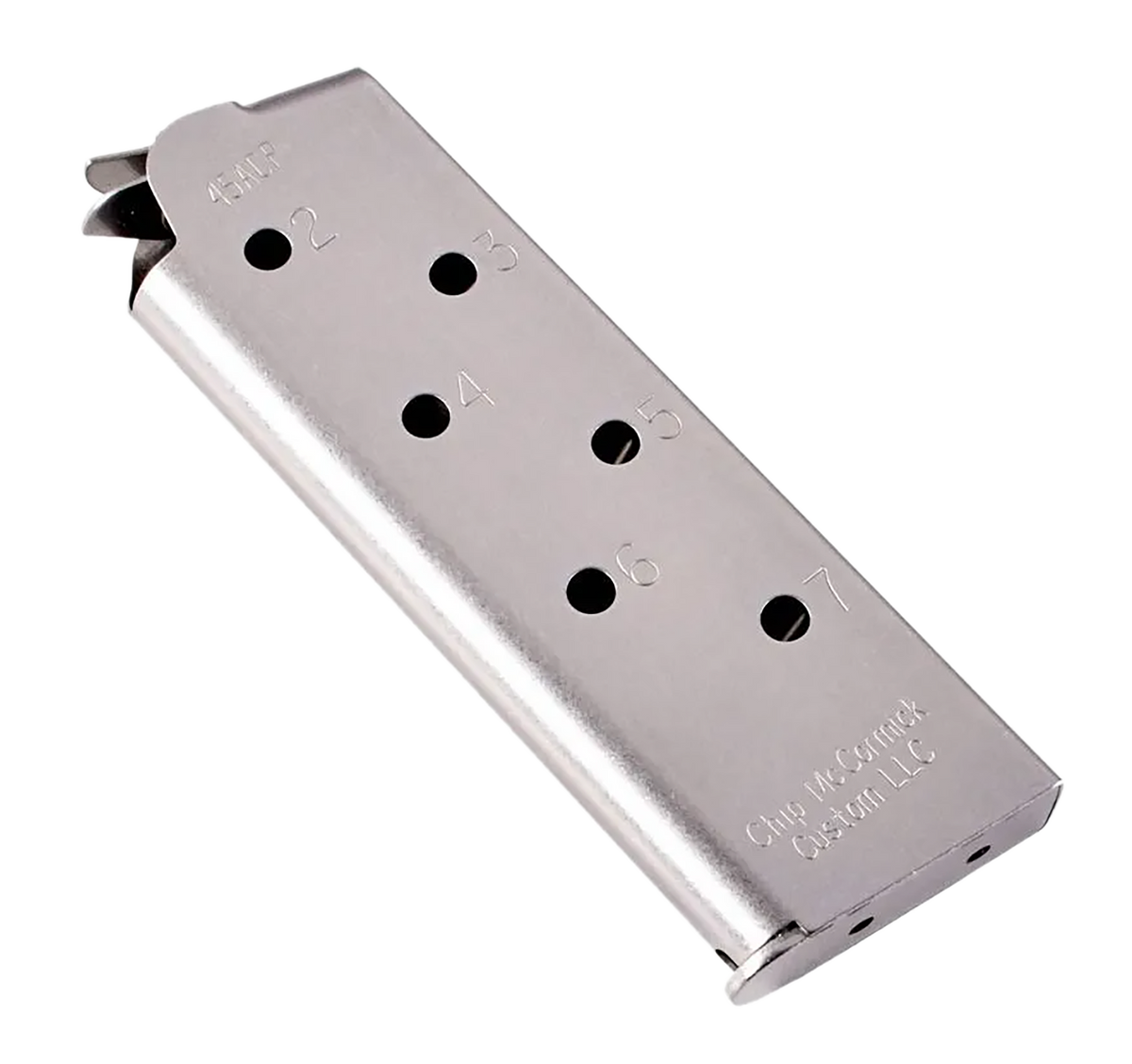 Chip McCormick Custom Match Grade 1911 Officer 45 ACP 7rd Stainless Steel Magazine — view 2