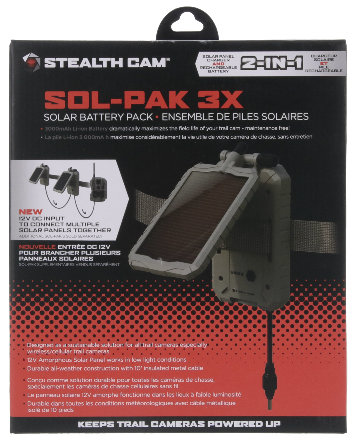 Stealth Cam STCSOLP3X10 Solar Power Panel 3000mAh 12V Weatherproof — view 2