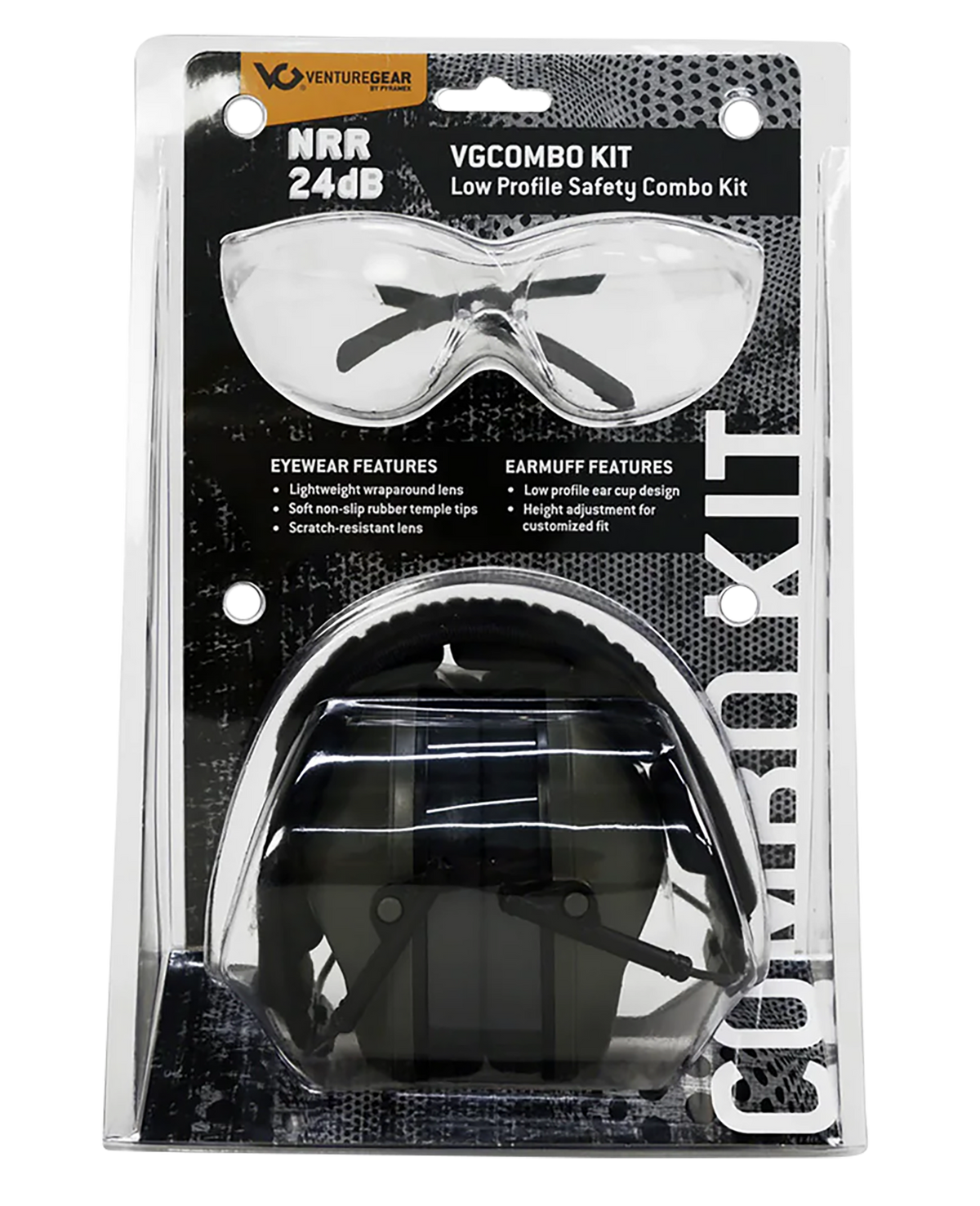Pyramex Venture Gear VGCOMBO310 Earmuff/Glasses Combo 24 dB NRR OD Green/Clear — view 2