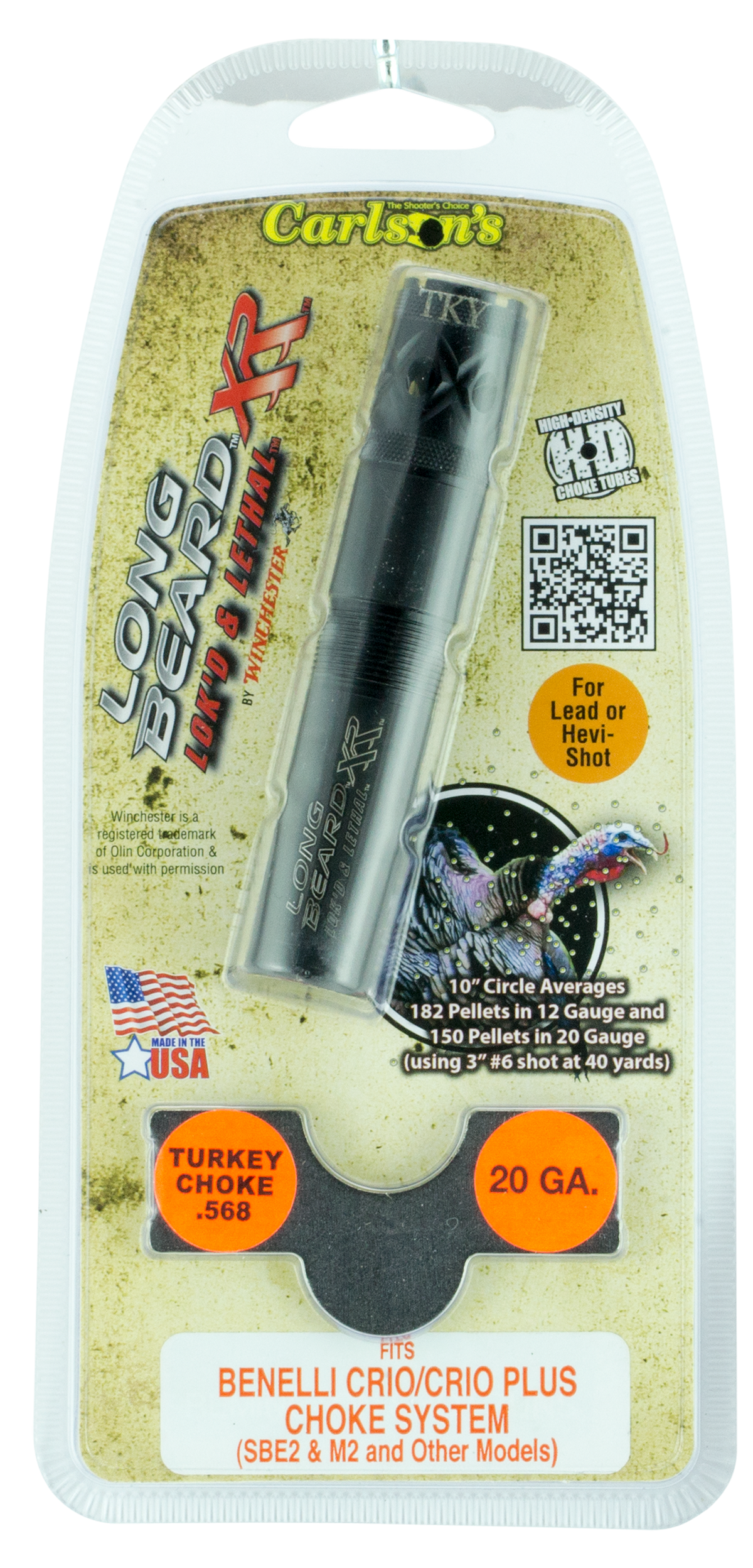 Carlsons Long Beard Turkey 20 Gauge Benelli Crio Plus Ported 17-4 Stainless Steel Choke Tube — view 2