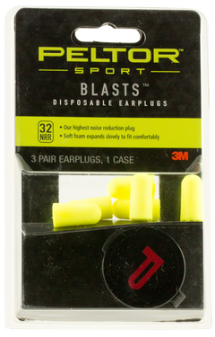 3M Peltor Sport Blast Earplugs Foam 32 dB NRR In The Ear Yellow 3 Pair — view 2