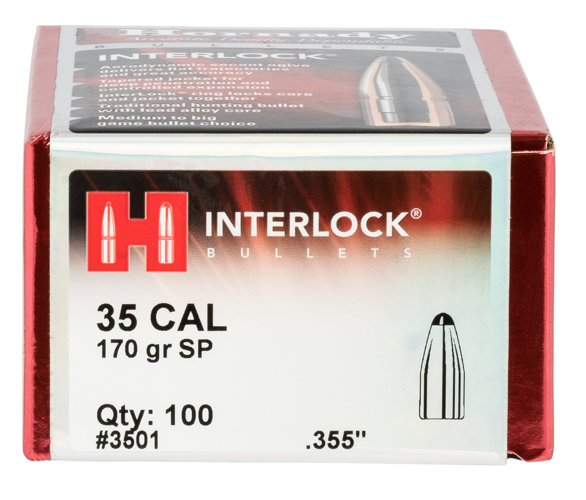 Hornady InterLock 35 Cal .355 170gr Spire Point Reloading Bullets - 100/Box — view 2