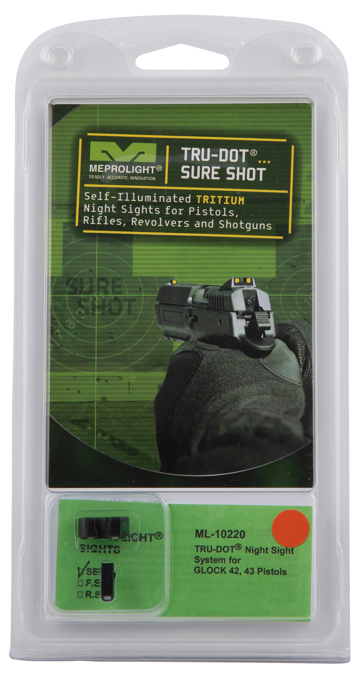 Meprolight Tru-Dot Night Sight Set for Glock 42/43/43X/48/48X Green/Orange Tritium — view 2