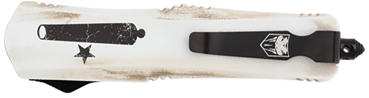 CobraTec Knives FS-3 Come And Take It 3" OTF Tanto Plain D2 Steel White Aluminum Handle — view 2