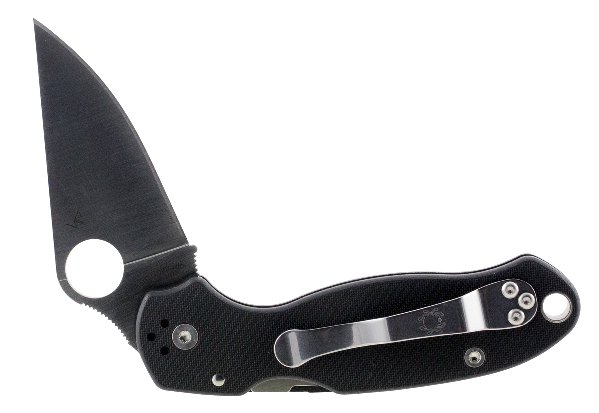 Spyderco Para 3 2.95" Clip Point Plain Edge Satin CPM S45VN Black G10 Folding Knife — view 2