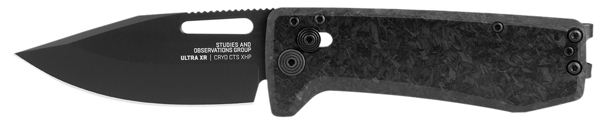 S.O.G Ultra XR XHP 2.80" Folding Plain CTS XHP Satin TiCN Black Carbon Fiber Handle - Blackout — view 2