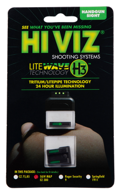HiViz EZN321 LiteWave H3 Sight Set for S&W M&P 380 Shield EZ - Green Tritium Front/Green Fiber Optic Rear — view 2