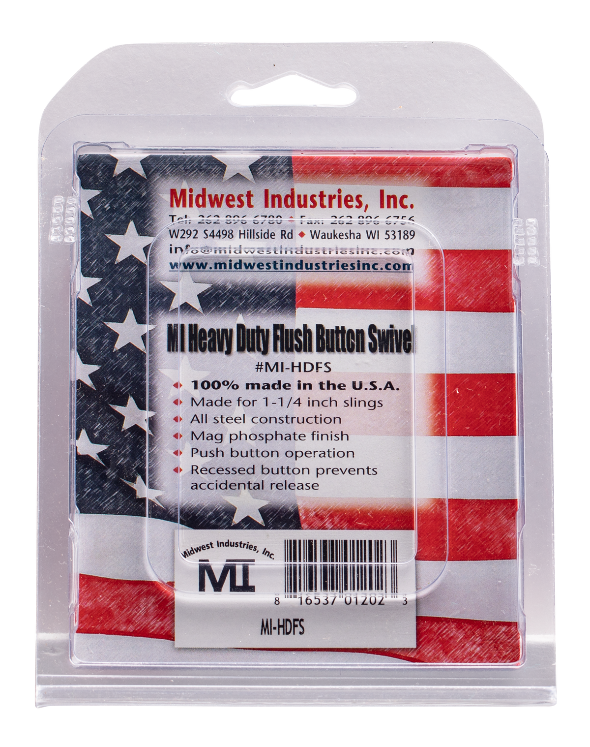 Midwest Industries MIHDFS Heavy-Duty 1.25" Push Button QD Sling Swivel — view 2