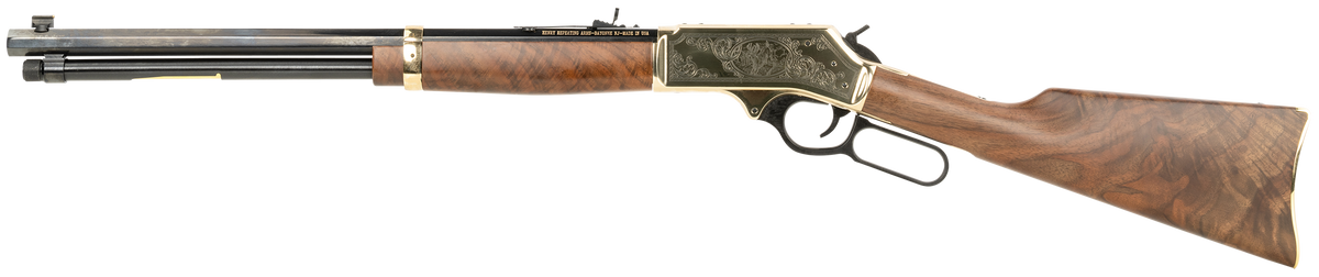 Henry H009BGWL Wildlife 30-30 Win 5+1 20" Blued Octagon Lever-Action Rifle - Polished Brass Engraved Receiver — view 2