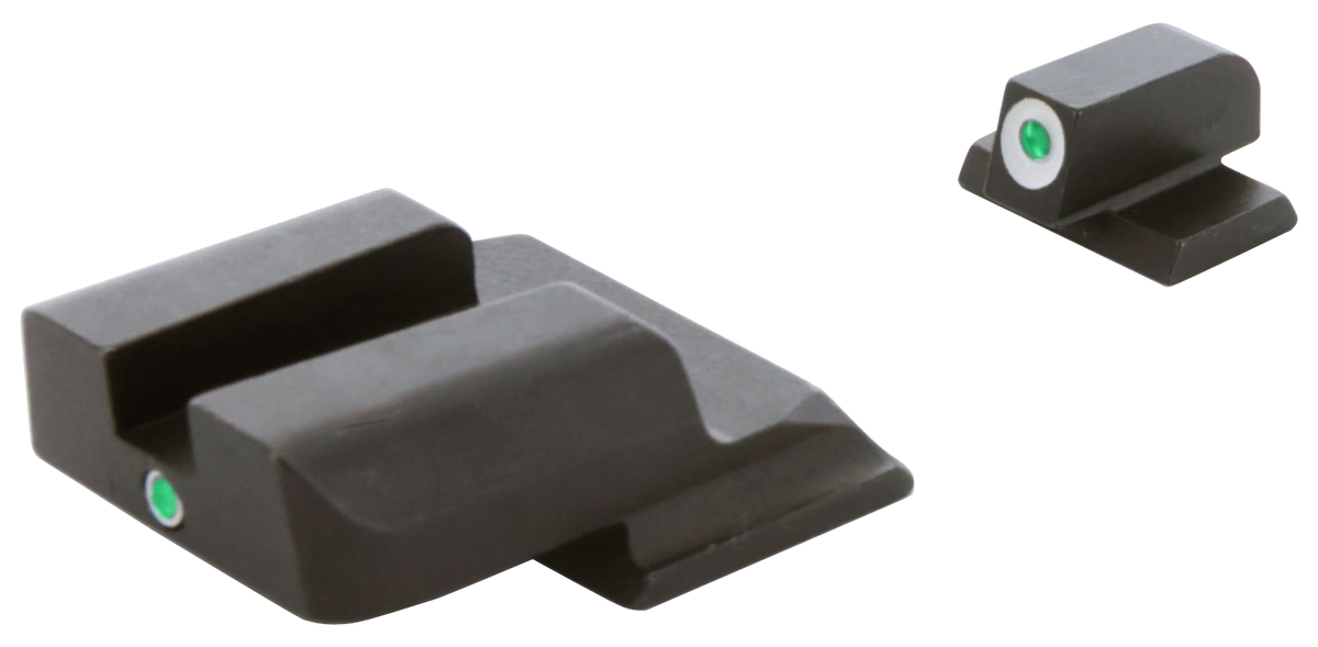 AmeriGlo SW141 i-Dot Night Sight Set for Smith & Wesson M&P Shield - Green Tritium White Outline Front / Green Tritium Rear — view 2