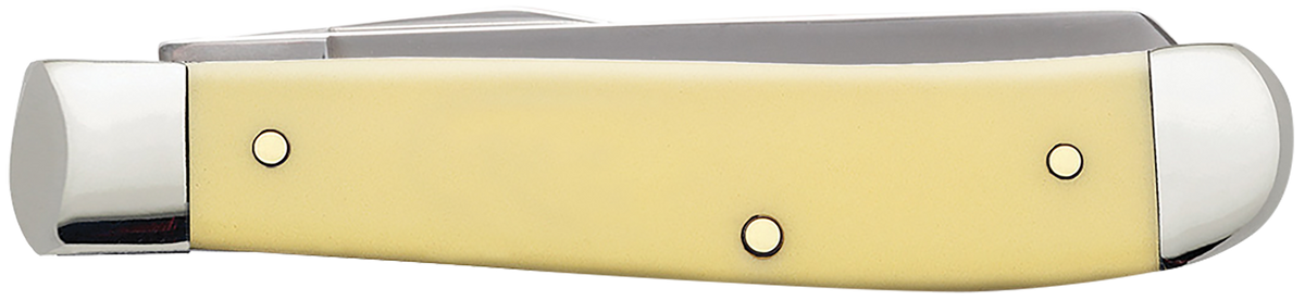 Case Mini Trapper 2.70"/2.75" Clip Point/Spey Folding Knife - Yellow Synthetic — view 2