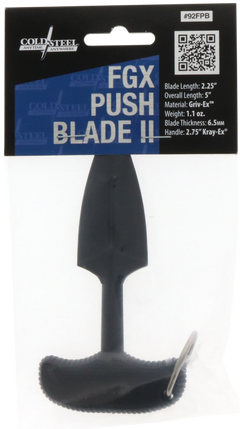 Cold Steel 92FPB FGX Push Blade II 2.25" Fixed Plain Spear Point Black Griv-Ex Blade Black Kray-Ex Handle — view 2