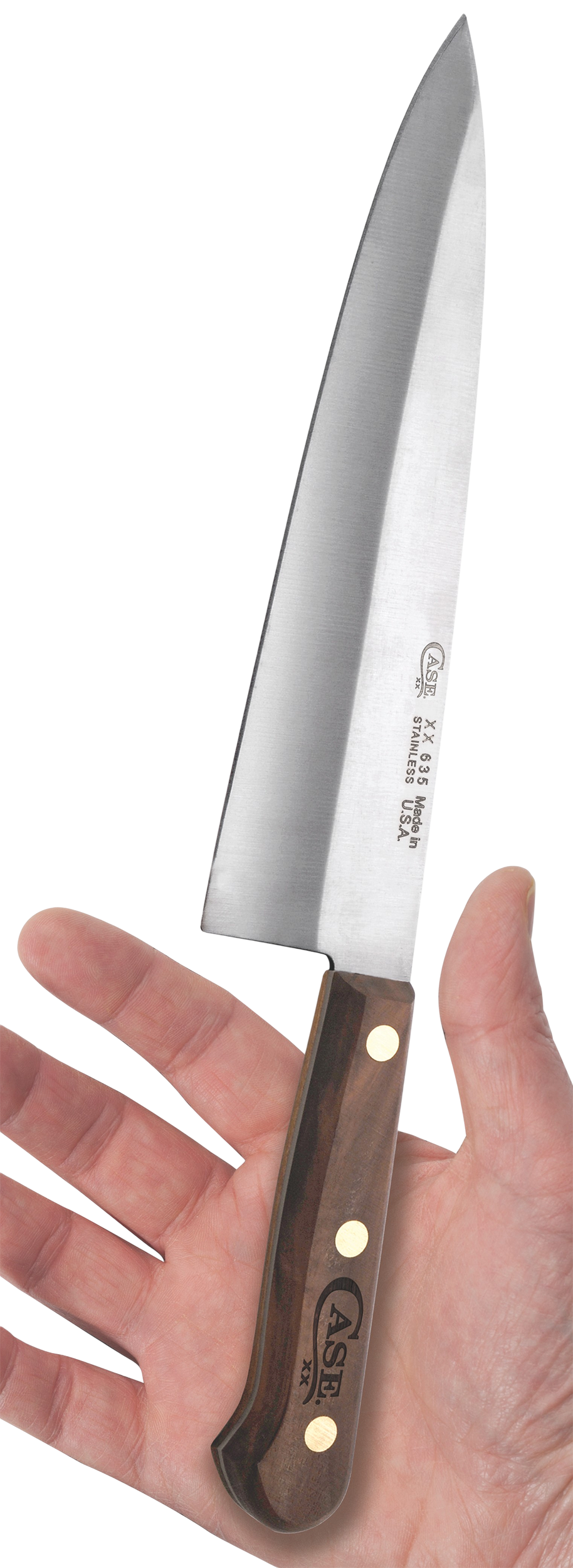 Case 07316 Chef's 8" Fixed Plain Edge Tru-Sharp SS Mirror Polish - Walnut Handle — view 2