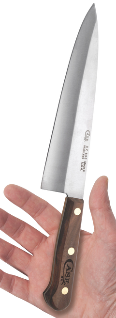 Case 07316 Chef's 8" Fixed Plain Edge Tru-Sharp SS Mirror Polish - Walnut Handle — view 2