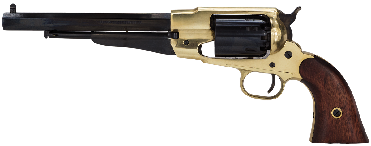 Traditions 1858 Army Break Open 44 Cal 8" 6-Shot Percussion Revolver - Brass Frame, Walnut Grip — view 2