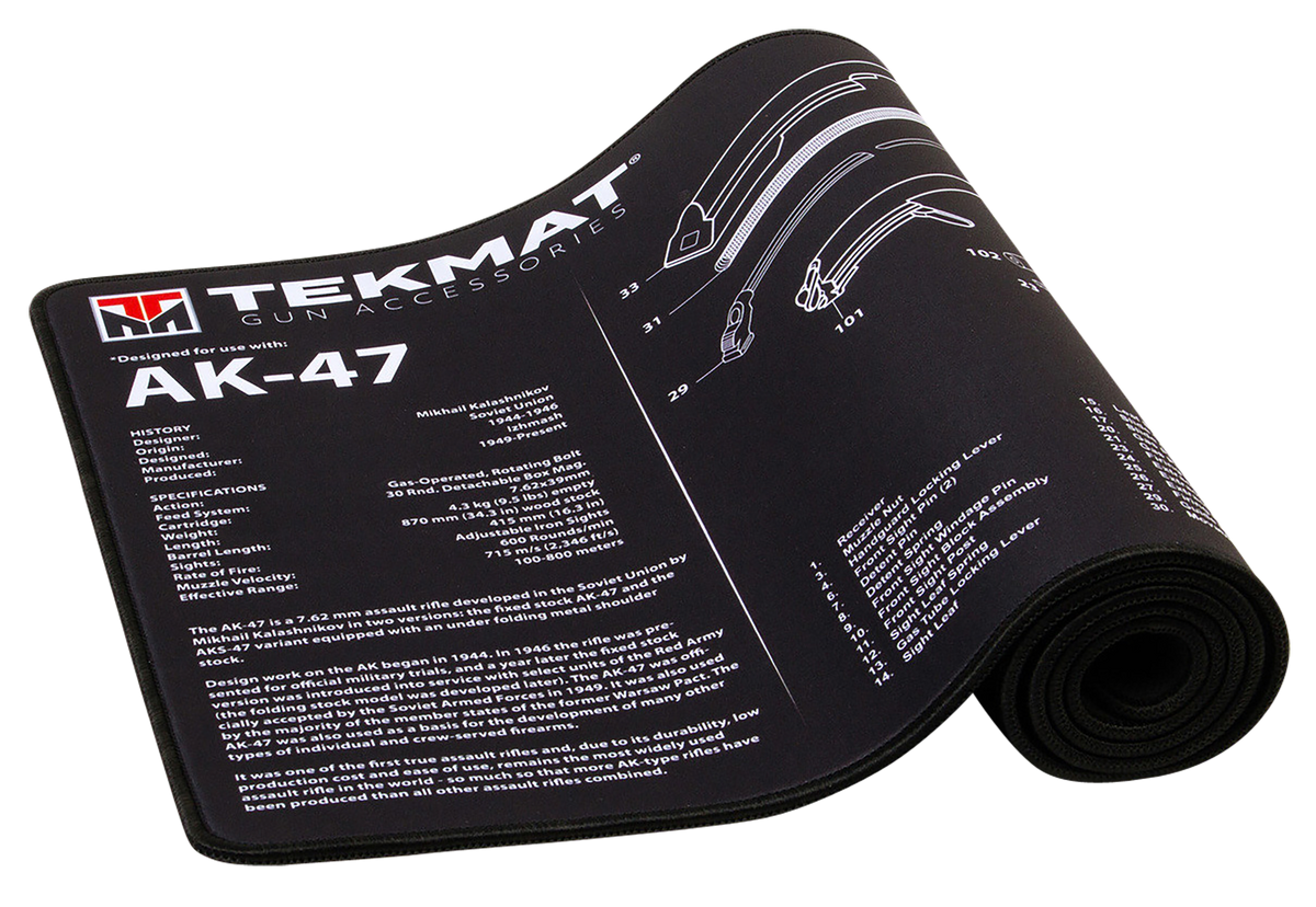 TekMat AK-47 Cleaning Mat 12"x36" Rubber Black/White with Parts Diagram — view 2
