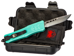 CobraTec Knives CTK-1 Small 2.75" OTF Drop Point Plain D2 Steel Tiffany Blue Aluminum Handle — view 2