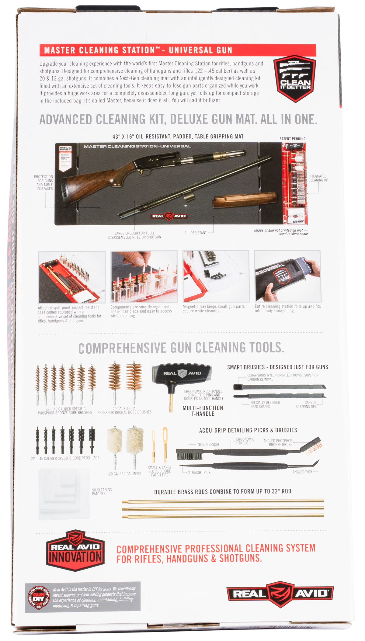 Real Avid Master Cleaning Station Universal Rifle/Shotgun Cleaning Kit - Bronze/Nylon Bristles - Black/Red — view 2