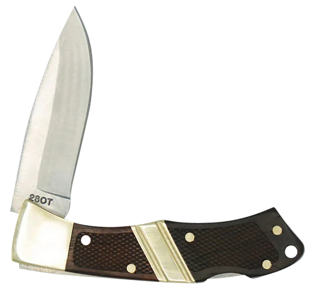 Old Timer Mountain Beaver Jr. 2.50" Folding Drop Point Plain Mirror Polished 9Cr18MoV SS - Ebony & Rosewood/Nickel Handle — view 2