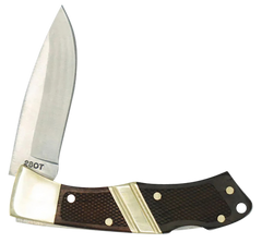 Old Timer Mountain Beaver Jr. 2.50" Folding Drop Point Plain Mirror Polished 9Cr18MoV SS - Ebony & Rosewood/Nickel Handle — view 2