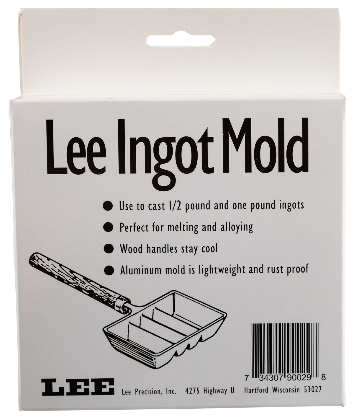 Lee Precision 90029 Ingot Mold 1/2 & 1 lb Aluminum/Wood Silver — view 2