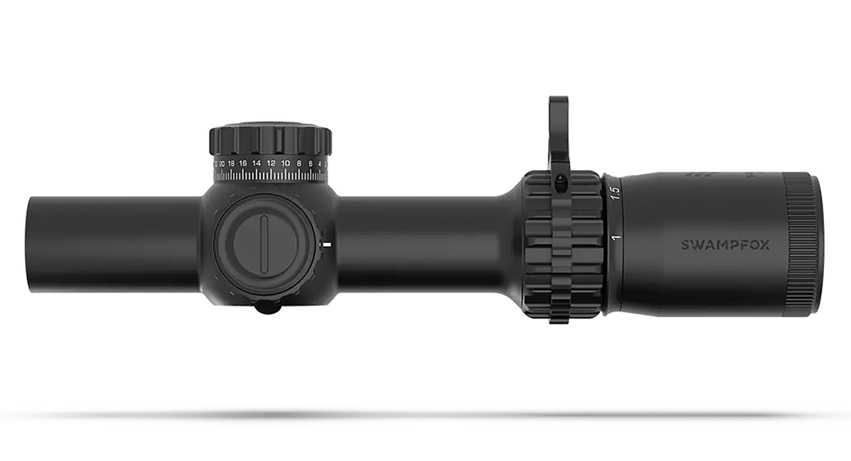 Swampfox Optics Tomahawk II 1-6x 24mm 30mm Tube SFP LPVO Riflescope - Bright Fiber Optic Red Reticle — view 2