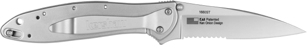 Kershaw Leek 1660ST 3" Folding Drop Point Part Serrated Bead Blasted Stainless — view 2
