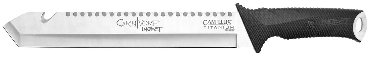 Camillus Carnivore 12" 440 SS Part Serrated Full Tang Machete - Titanium Bonded, Camo ABS Handle — view 2