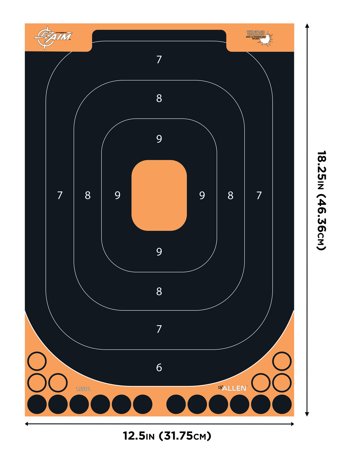 EZ-Aim Splash Reactive Self-Adhesive Silhouette Paper Target 12.5" x 18.25" Black/Orange - 25 Pack — view 2