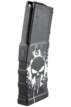 Mission First Tactical Extreme Duty 30rd 223 Rem/5.56x45mm AR-15/M4 Polymer Magazine - White Punisher Skull Splatter — view 2