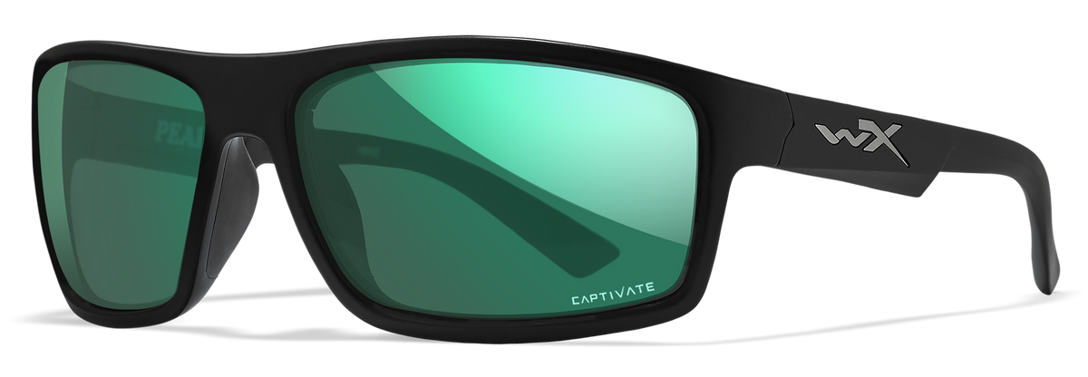 Wiley X Peak CAPTIVATE Polarized Green Mirror Lens Matte Black Frame Safety Glasses — view 2