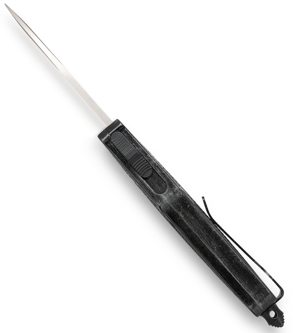 CobraTec CTK-1 Small 2.75" OTF Dagger Part Serrated D2 Steel Stonewashed Aluminum Handle — view 2