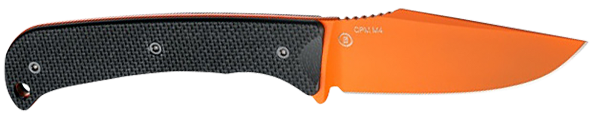 Hogue Extrak 3.3" Fixed Blade Clip Point Plain CPM M4 Tool Steel Blaze Orange Cerakote - Black G10 Handle — view 2