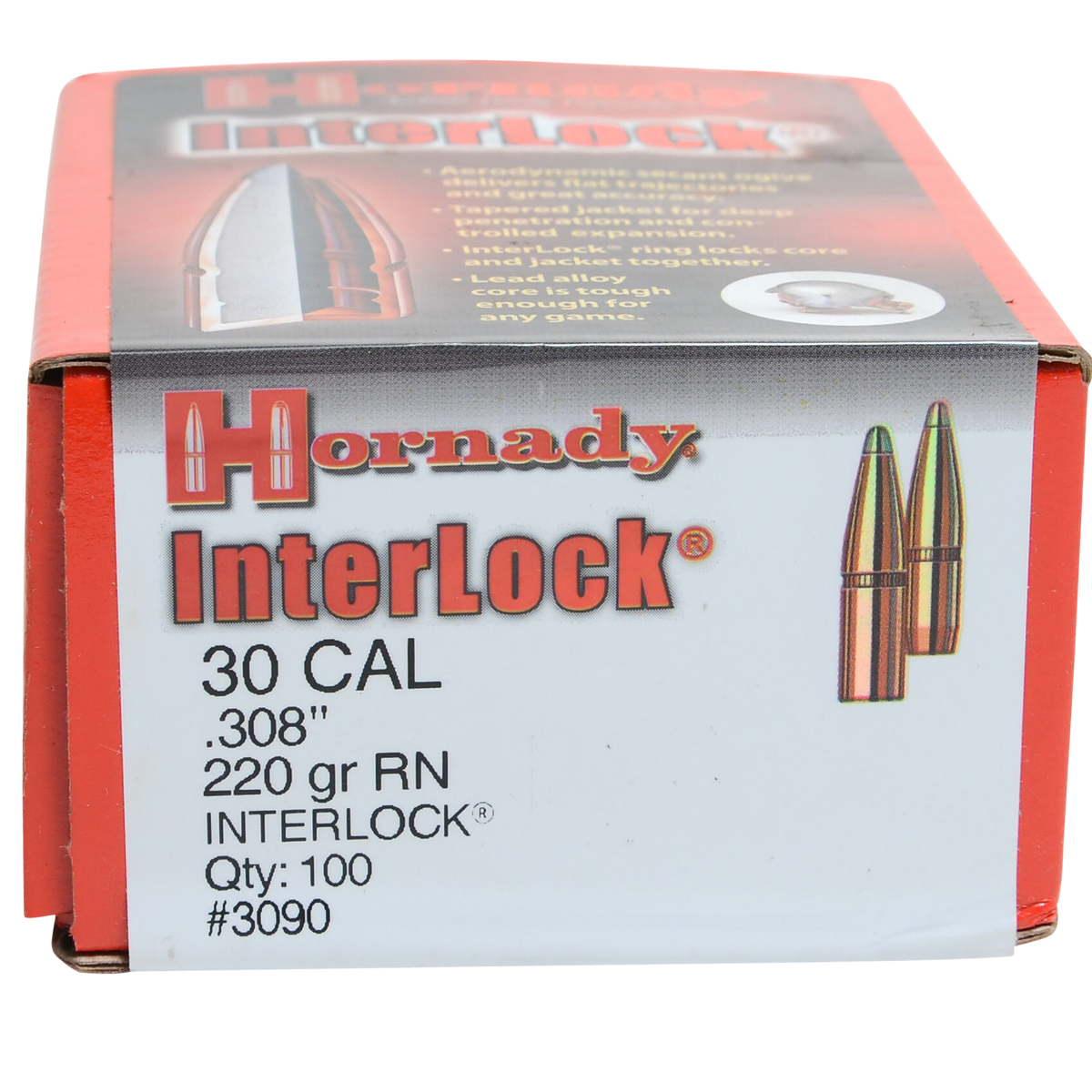 Hornady InterLock 30 Cal .308 220 gr Round Nose - 100/Box — view 2