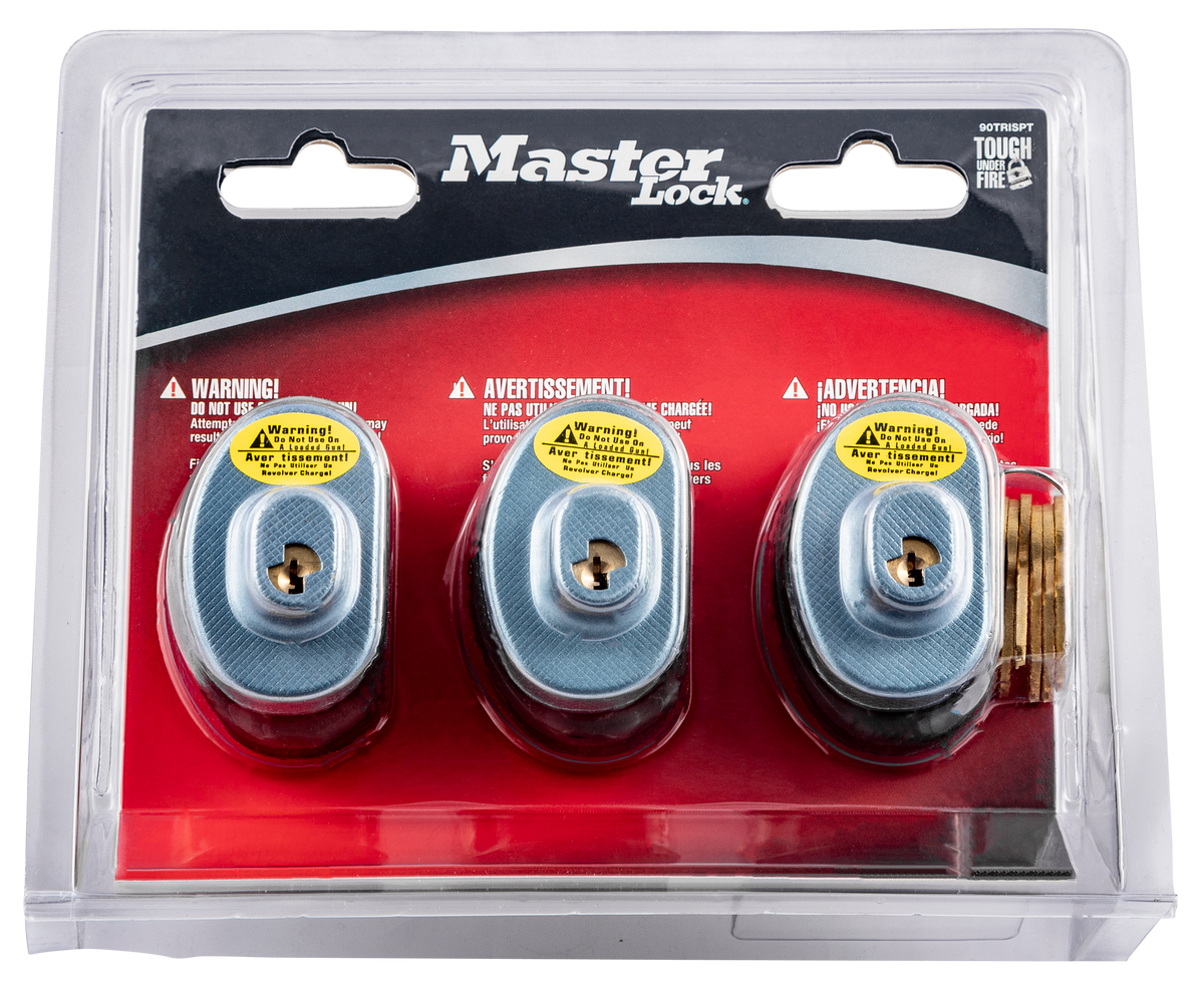 Master Lock 90TRISPT Trigger Lock Keyed Alike 3-Pack - Gray Steel/Zinc — view 2