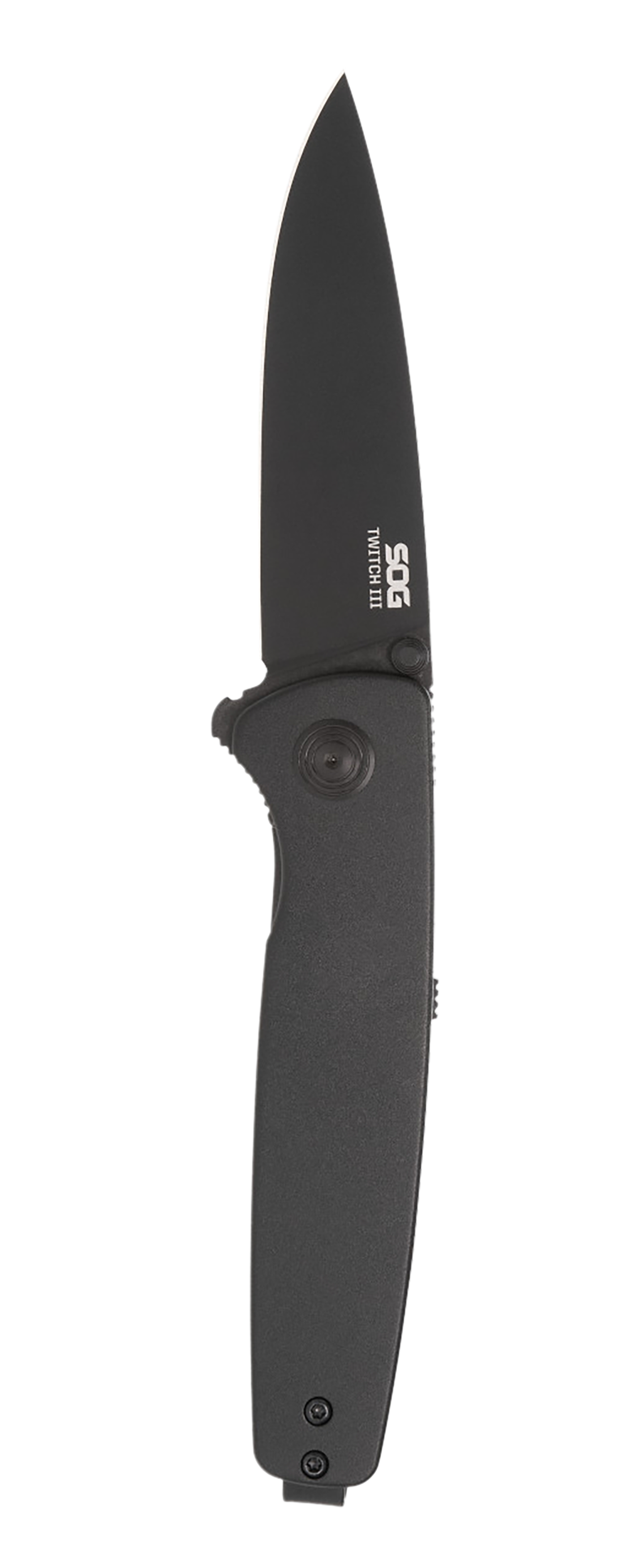 S.O.G Twitch III 3.10" Folding Drop Point Plain Black TiNi 154CM SS - Black Aluminum Handle — view 2