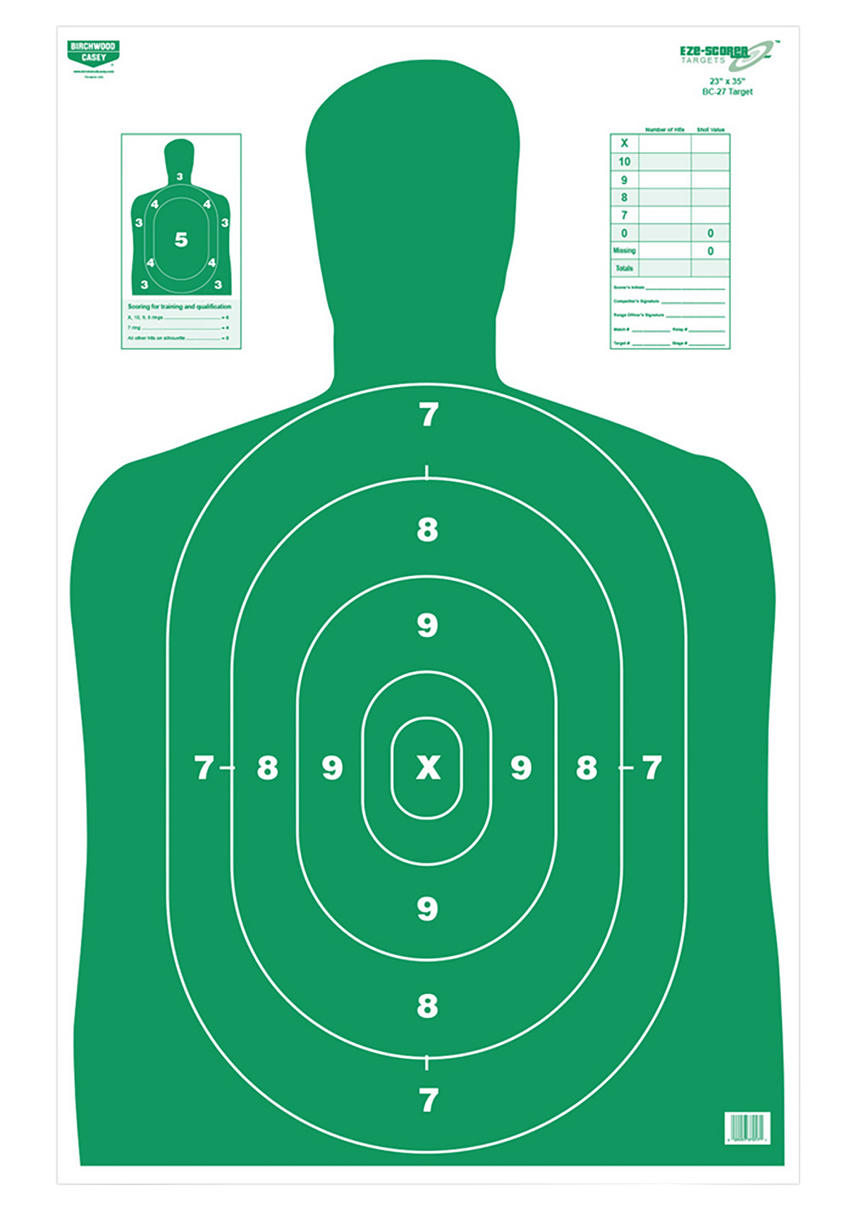 Birchwood Casey EZE-Scorer BC-27 Silhouette Paper Target 23" x 35" Green 100/Pkg — view 2