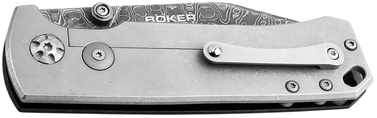 Boker Tiger-Damast 3.35" Damascus Clip Point Micarta Folding Knife — view 2