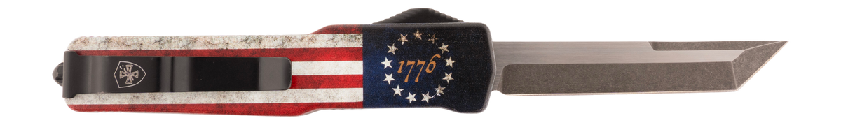Templar Knife MZBRF121 Premium Weighted Betsy Ross Flag Slim 3.16" OTF Dagger Plain D2 Steel Black Oxide Stonewashed Aluminum Zinc Alloy Handle — view 2