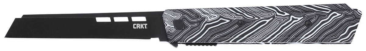 Columbia River CRKT Zephyr 3.22" Sheepsfoot Plain 14C28N Black TiNi Marbled Black/White G10 Folding Knife — view 2