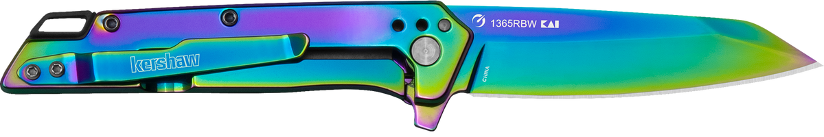 Kershaw Misdirect 1365RBW 3" Folding Reverse Tanto Plain 4Cr14 Polished Rainbow PVD Stainless Steel — view 2