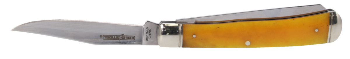 Cold Steel Trapper 3" Folding Clip/Spey Plain 8Cr13MoV Yellow Bone Handle — view 2