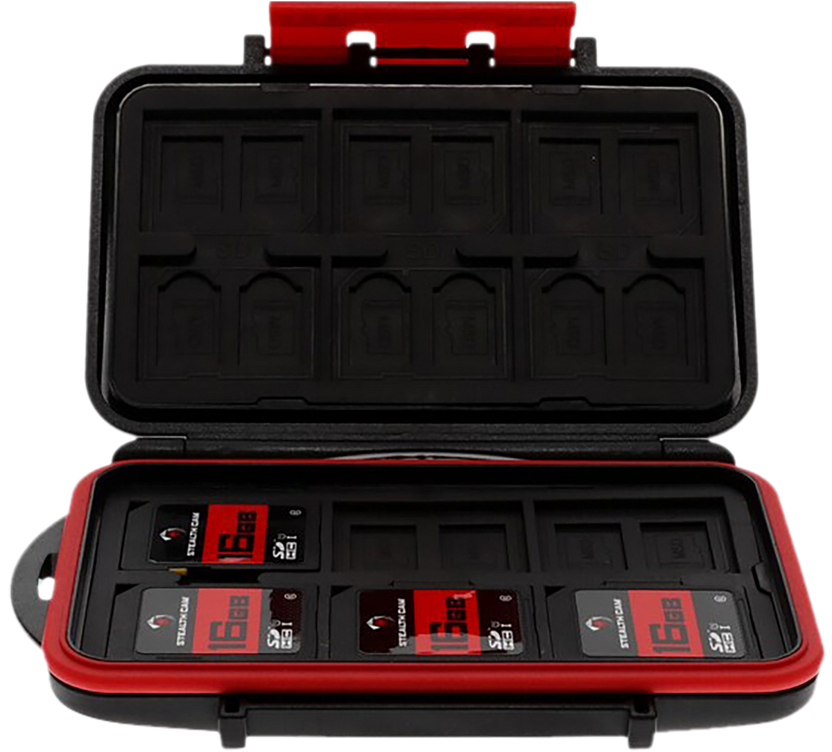 Stealth Cam Memory Card Storage Case 16GB SD 4-Pack - Black/Red — view 2
