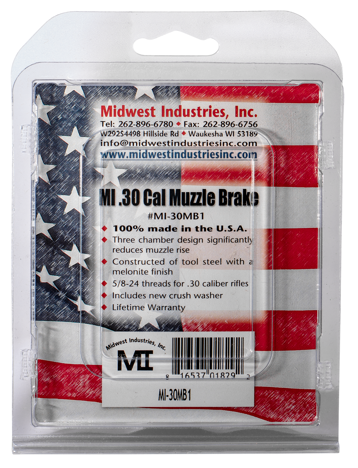 Midwest Industries MIAR30MB1 30 Cal Muzzle Brake 5/8x24 Phosphate Tool Steel - AR Platform — view 2