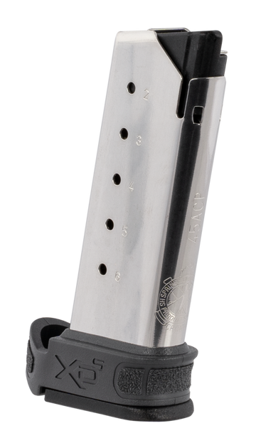 Springfield Armory XD-S Mod.2 .45 ACP 6-Rd Magazine w/ X-Tension Sleeve - Silver/Gray Stainless