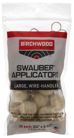 Birchwood Casey Swauber Applicators 0.75" x 3.5" Cotton Gun Cleaning Swabs 20 Pk — view 2