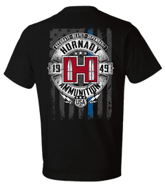Horizon Design Hornady POW Blue Line Black Cotton Short Sleeve Semi-Fitted XL T-Shirt — view 2