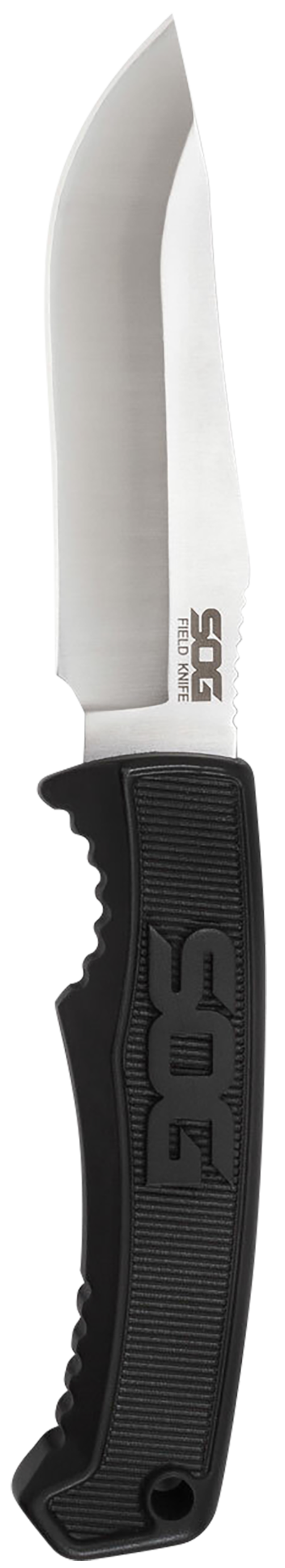 S.O.G Field Knife 4" Fixed Clip Point Plain Edge Satin 7Cr17MoV Black TPR Handle — view 2